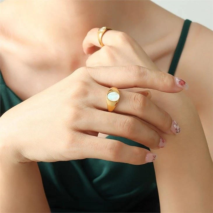 mother of pearl wedding ring