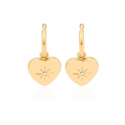 ต่างหูแบบห่วงพร้อมเสน่ห์หัวใจ