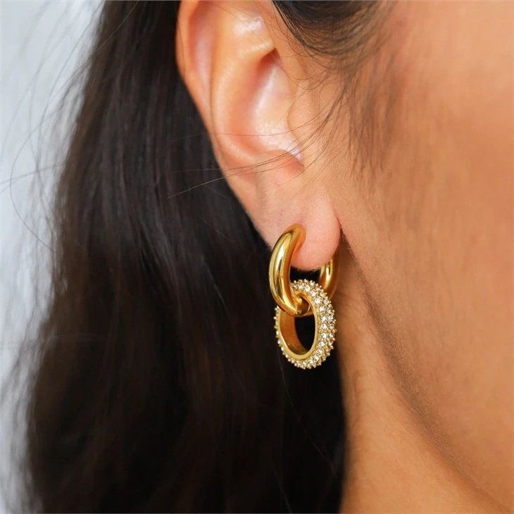 gold pave hoops