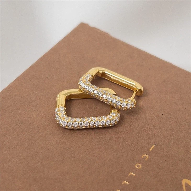 pave huggie hoops