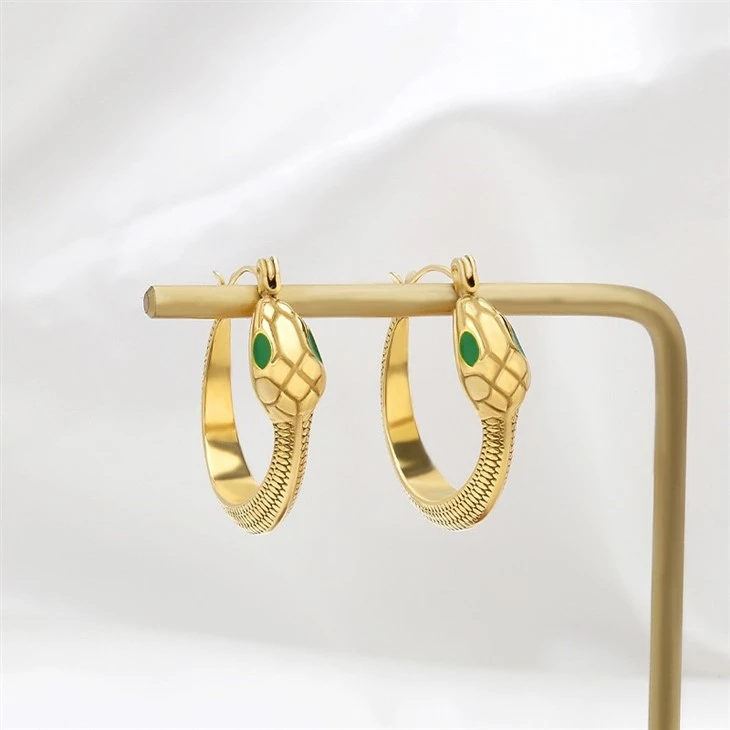 snake hoop earrings gold