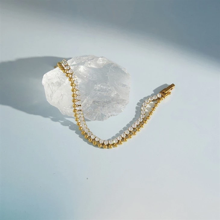 CZ Bead Tennis Bracelet high quality