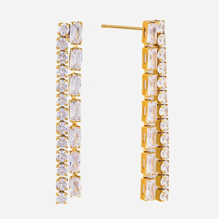 Double Row Linear Zircon Dangle Earring price