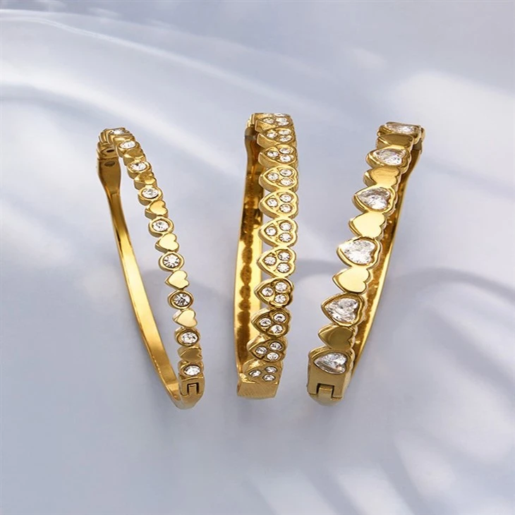 Minimalist Gold Plated Heart Bangles price