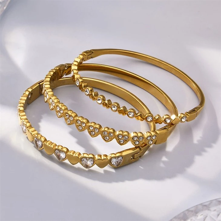 Minimalist Gold Plated Heart Bangles high quality