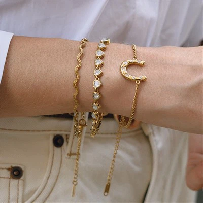 สร้อยข้อมือลิงค์เกือกม้า CZ