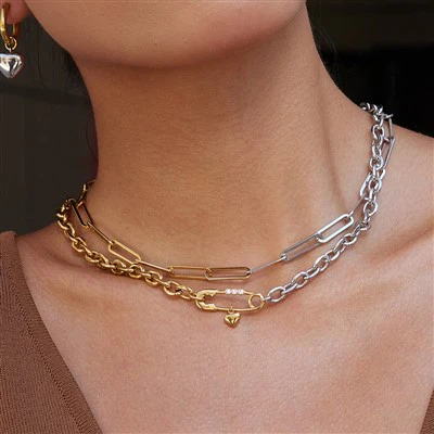 สร้อยคอโซ่คลิปหนีบกระดาษ Heart Charm