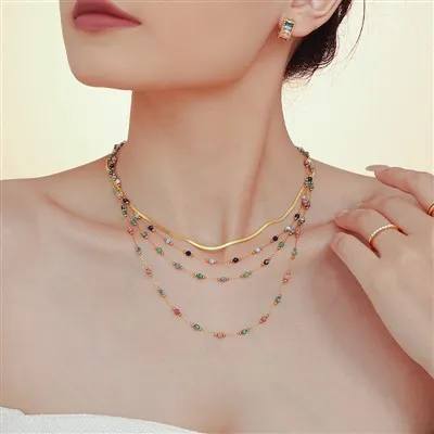 สร้อยคอลูกปัดหินธรรมชาติผสม