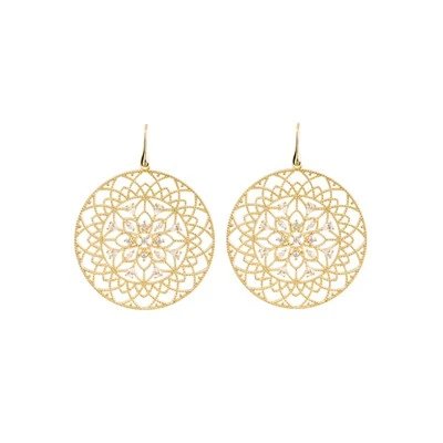 ต่างหูเพทาย Filigree Disc Drop